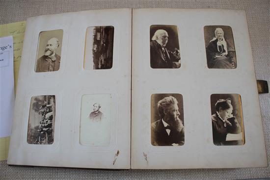 A Victorian photograph album containing 224 cabinet photographs of military figures, politicians, dignitaries, etc., qto, green moroc